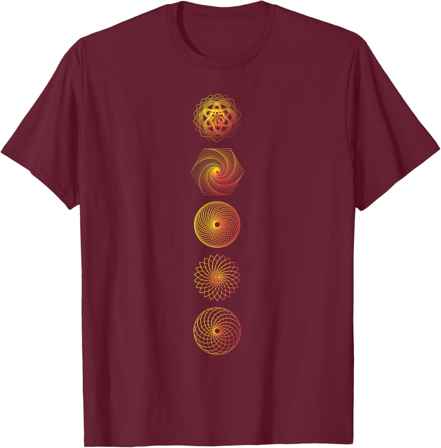 Sacred Geometry Esoteric Symbols Men's Black Yoga Modern Geometric T-Shirt - T-Shirt | Maroon