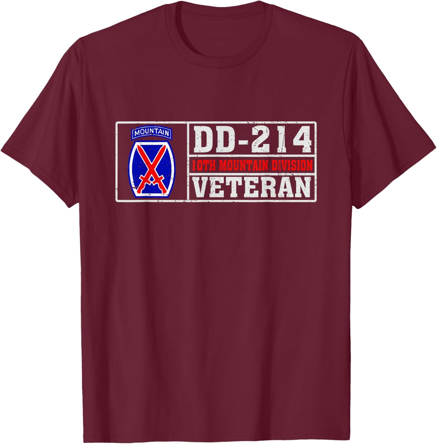 Proud 10th Mountain Division Veteran US Infantry Military T-Shirt - T-Shirt | Maroon