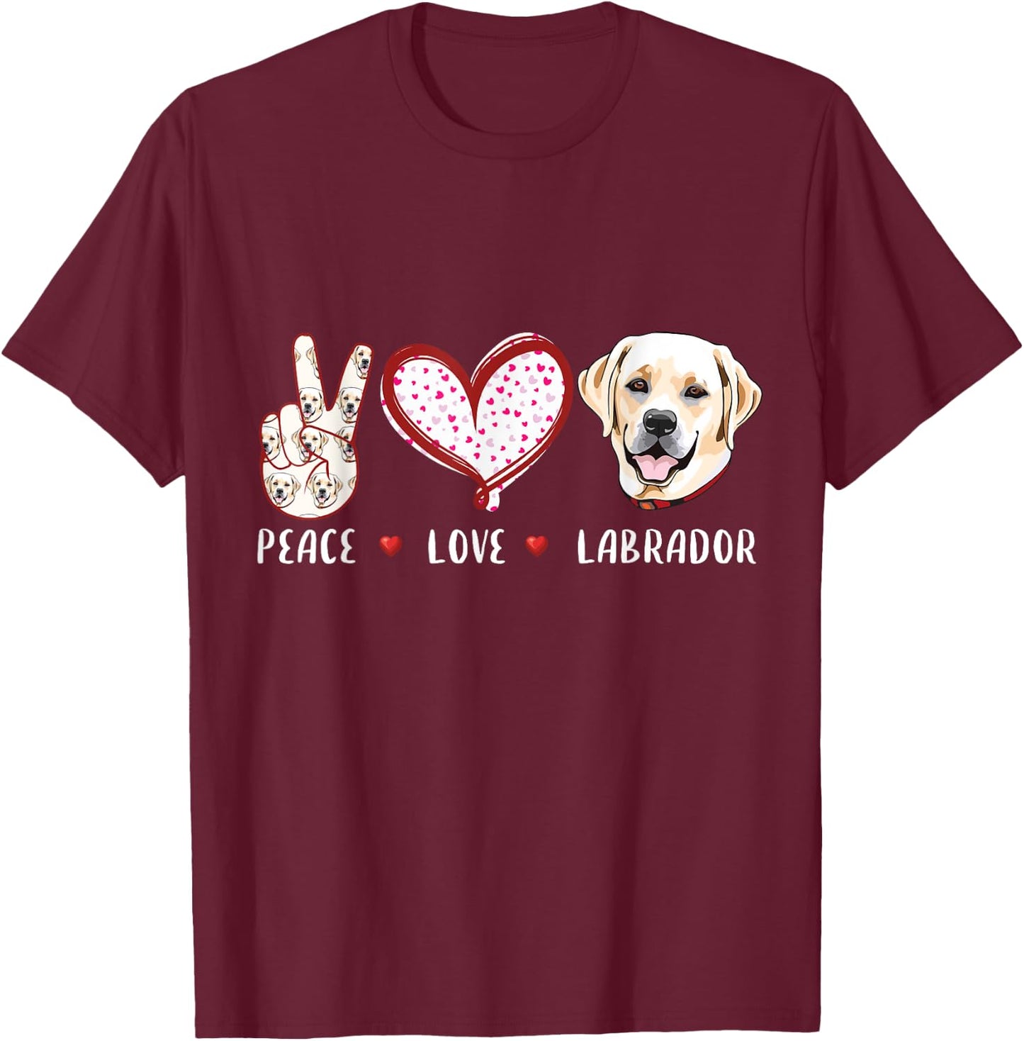 peace love Labrador retriever gift women kids girls T-Shirt - T-Shirt | Maroon