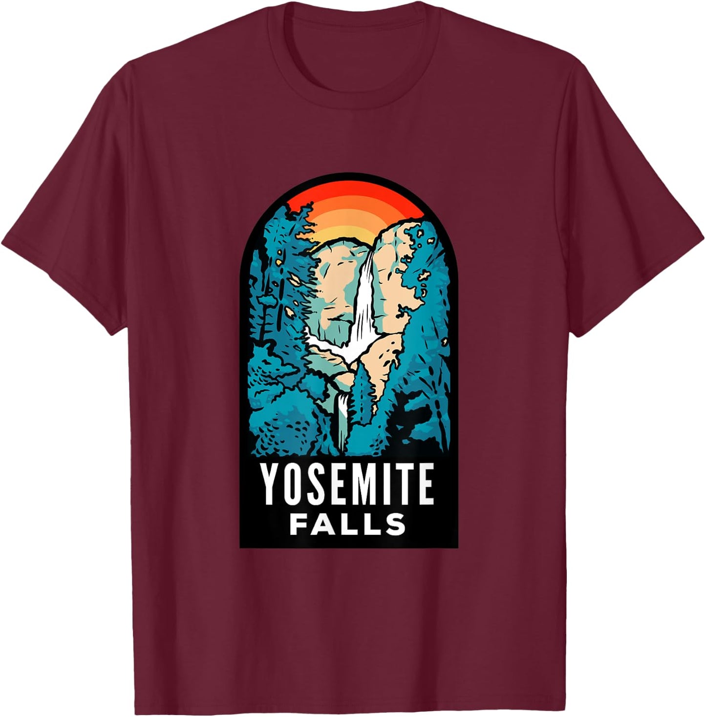 Yosemite Falls Retro T-Shirt - T-Shirt | Maroon