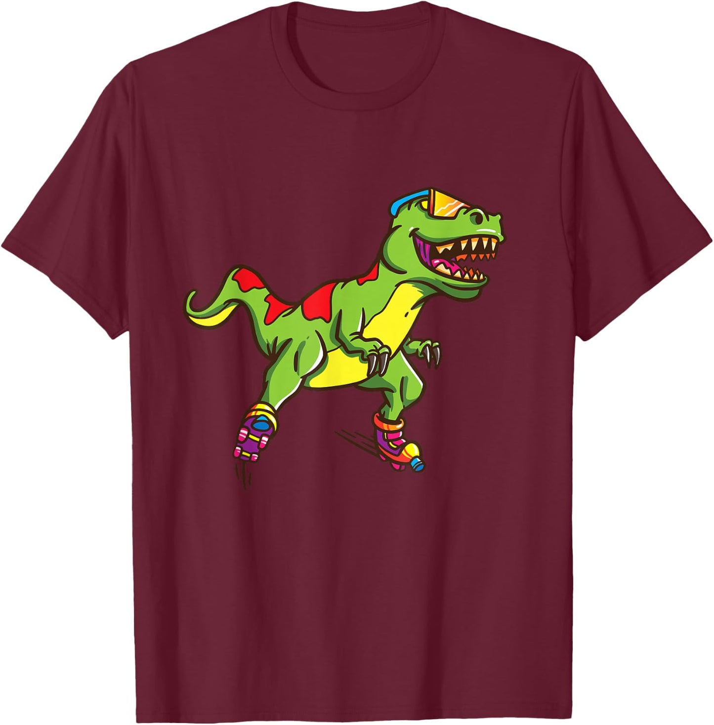 Roller Skate Shirt for Boys Girls Skating T Rex Skater T-Shirt - T-Shirt | Maroon