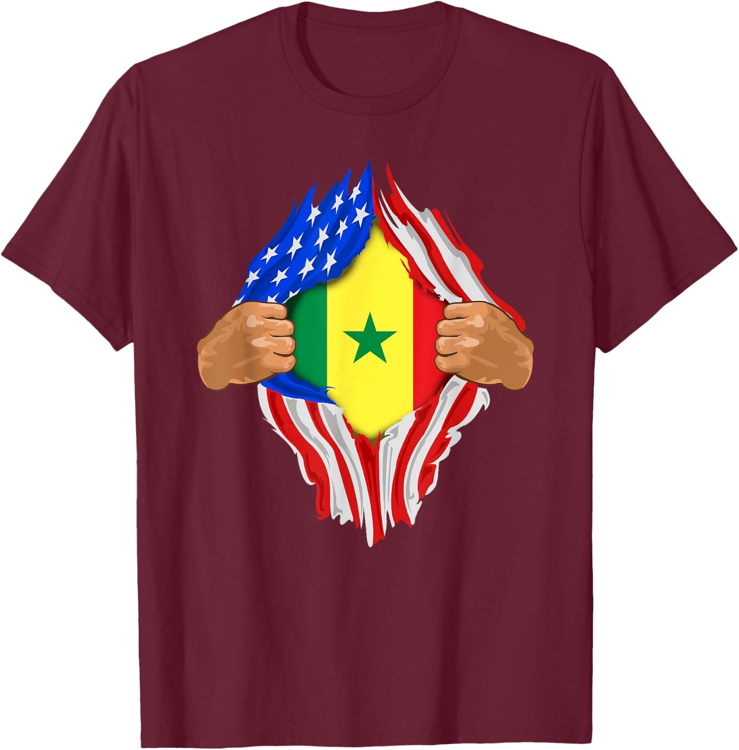Senegalese Blood Inside Me | Senegal Flag Gift T-Shirt - T-Shirt | Maroon