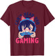 Can't Hear You I'm Gaming Funny Gamer Anime Cartoon Graphic T-Shirt - T-Shirt | Maroon