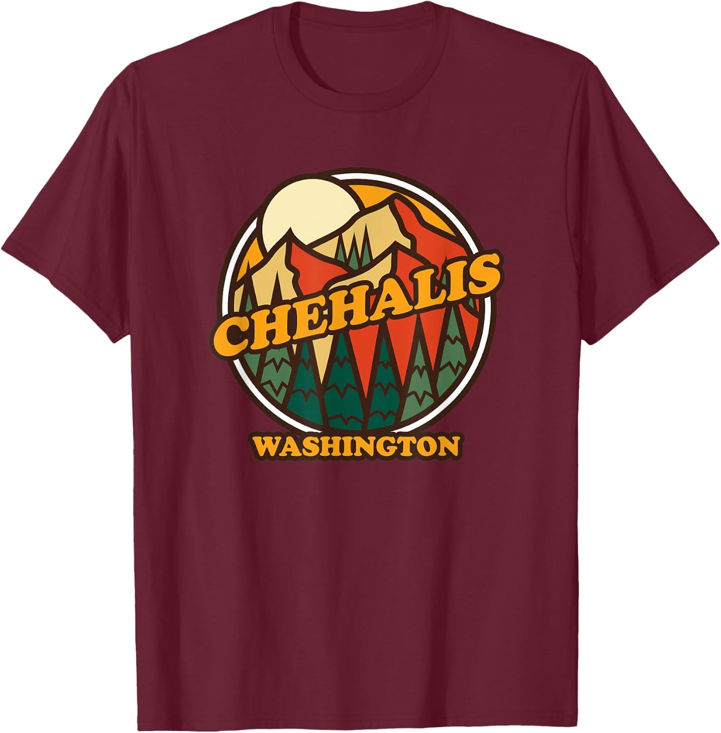 Vintage Chehalis, Washington Mountain Hiking Souvenir Print T-Shirt - T-Shirt | Maroon