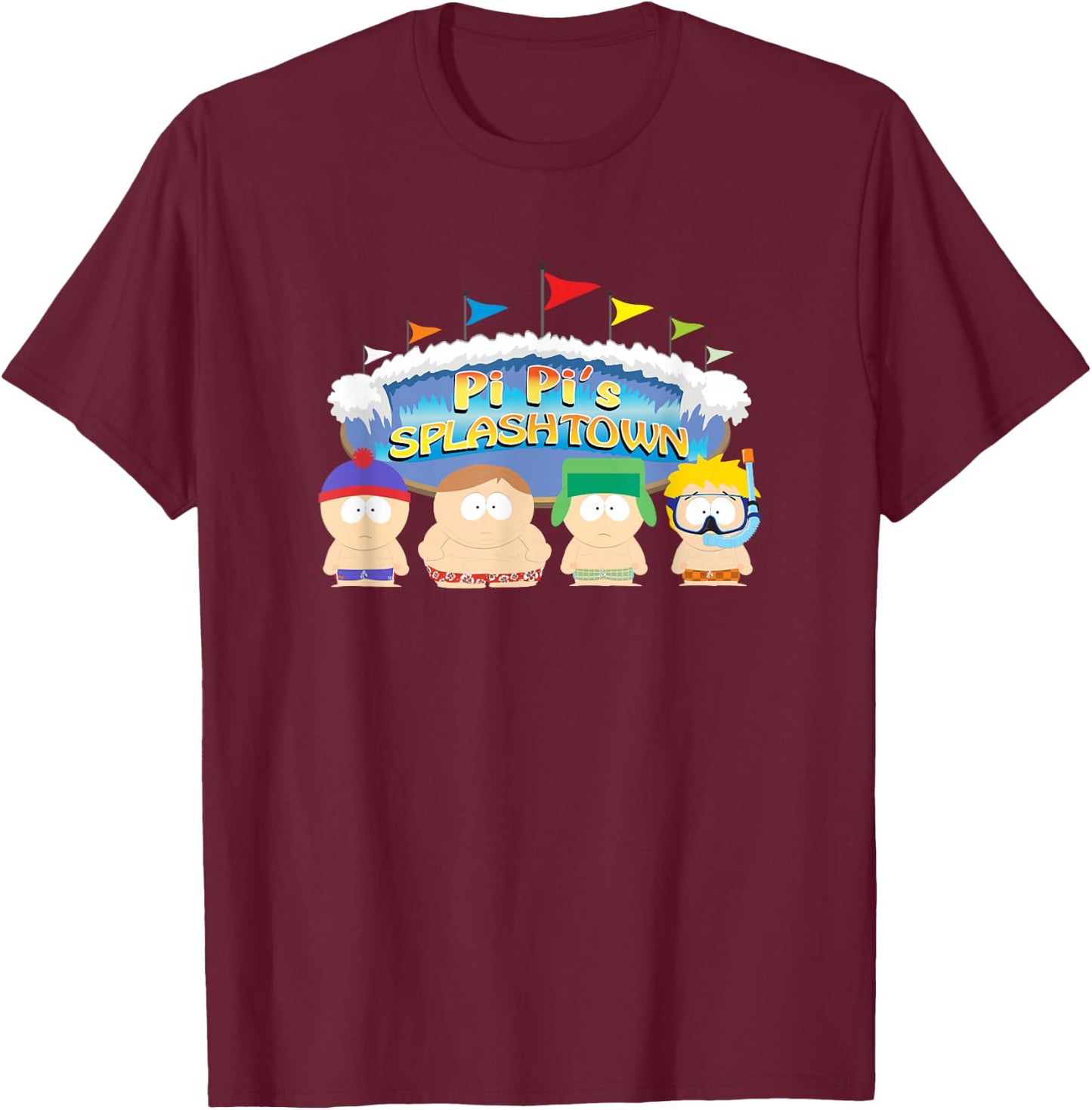 South Park PI PI'S SPLASHTOWN T-Shirt - T-Shirt | Maroon