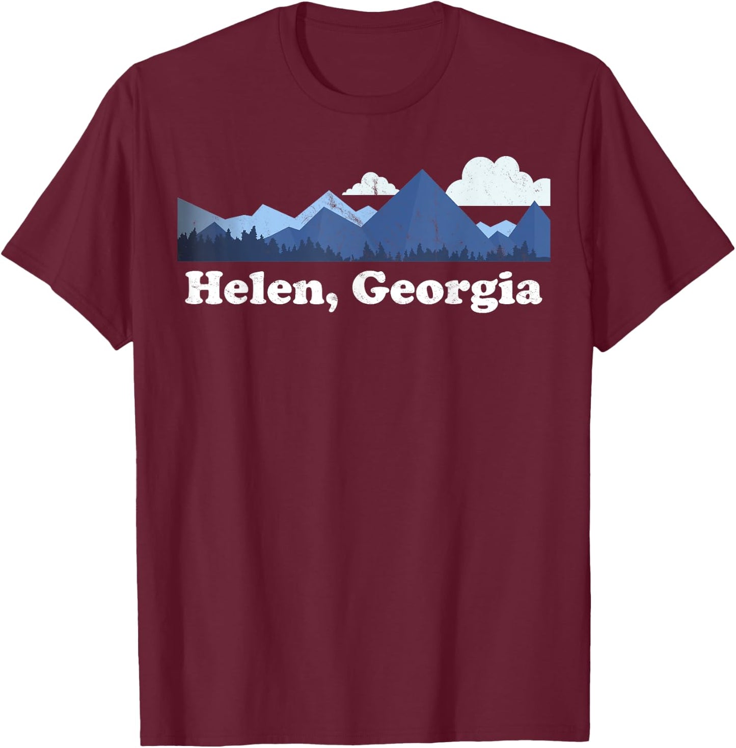 Cute Helen Georgia Retro Blue Ridge Mountains GA T-Shirt - T-Shirt | Maroon