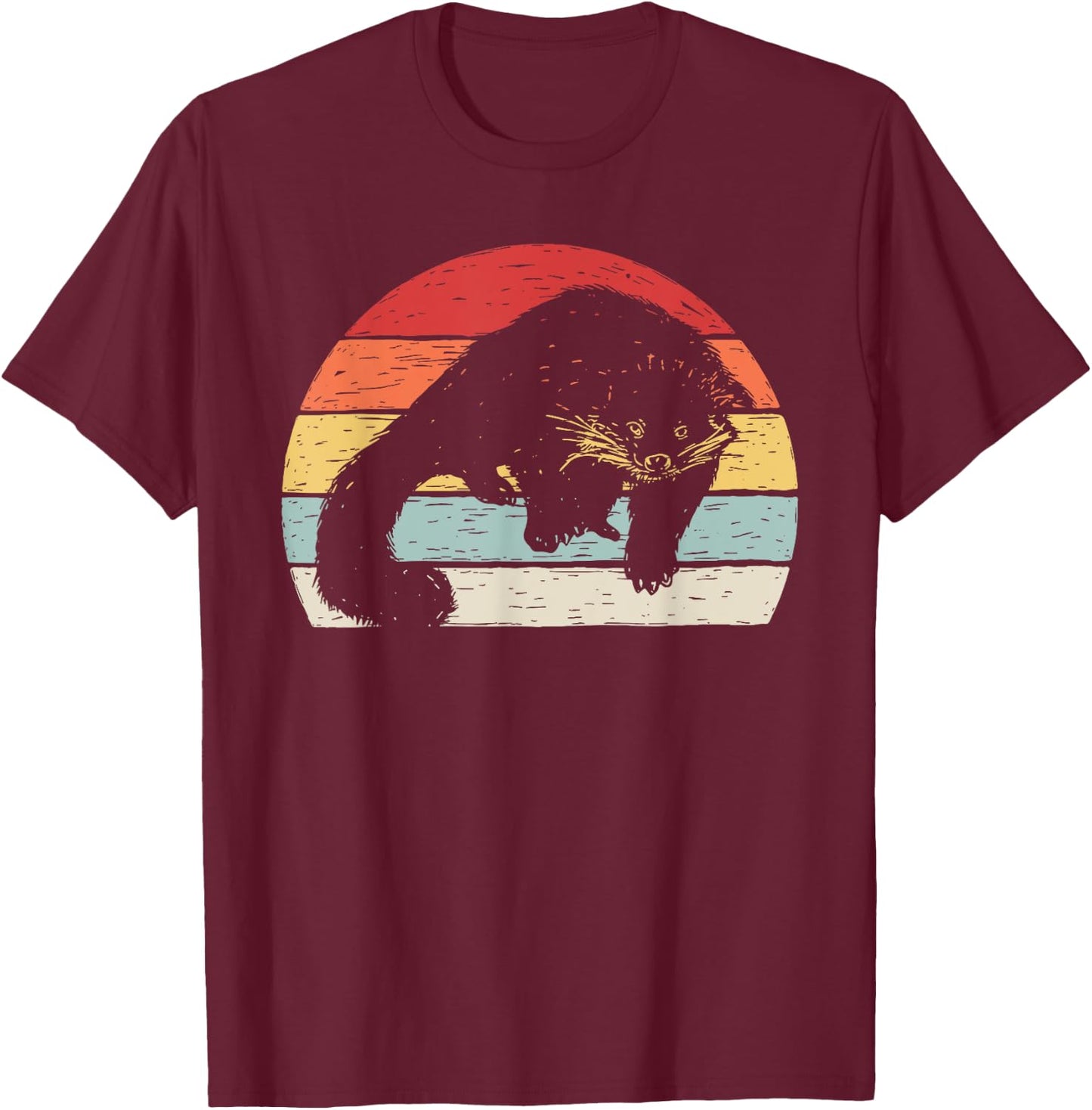 Vintage Retro Binturong Bearcat Women Girls Kids T-Shirt - T-Shirt | Maroon