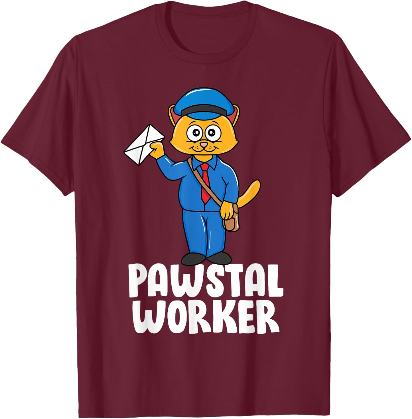 Postal Worker Funny Cat Pun Mailman Mail Lady Gift T-Shirt - T-Shirt | Maroon