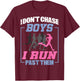 Funny I Dont Chase Boys I Pass Them Shirt Funny Running Gift T-Shirt - T-Shirt | Maroon