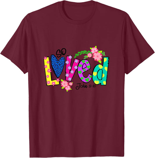 Loved Floral Polka Dots Easter Day Gift Christian Girl Boy T-Shirt - T-Shirt | Maroon