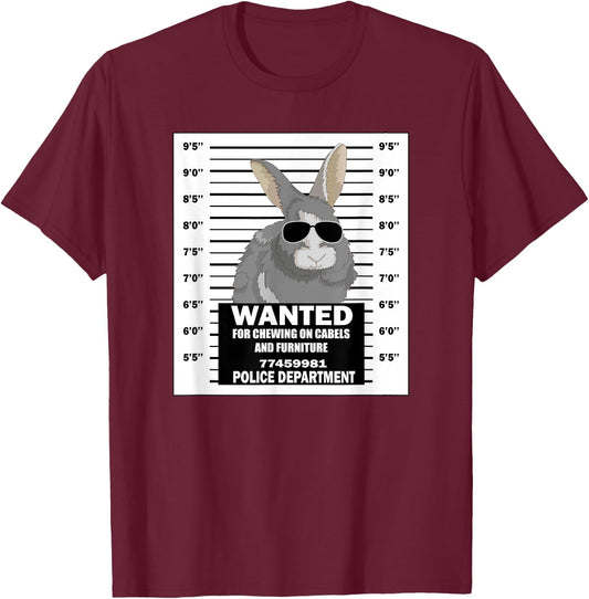 Bunny Rabbit Mugshot Funny T-Shirt - T-Shirt | Maroon