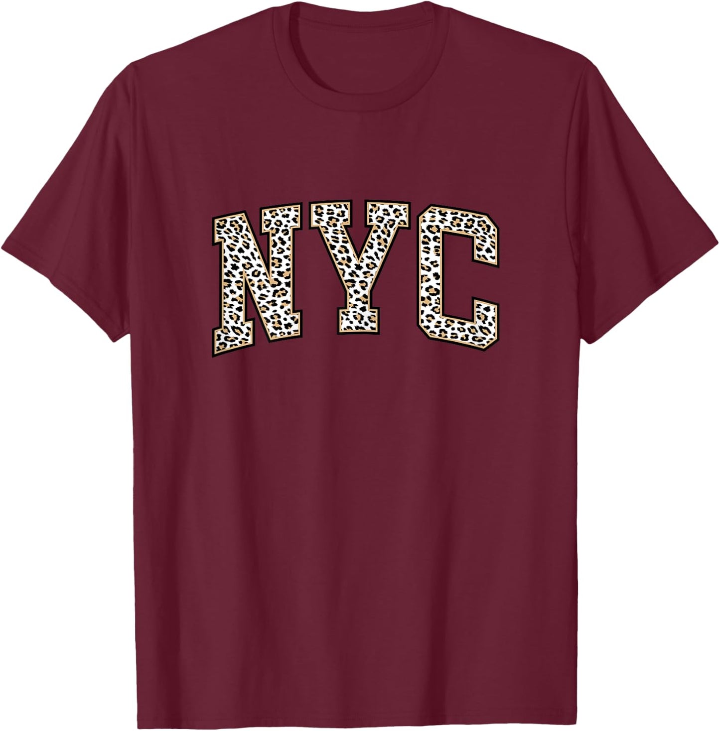 New York City | Stylish Leopard Print NYC T-Shirt - T-Shirt | Maroon