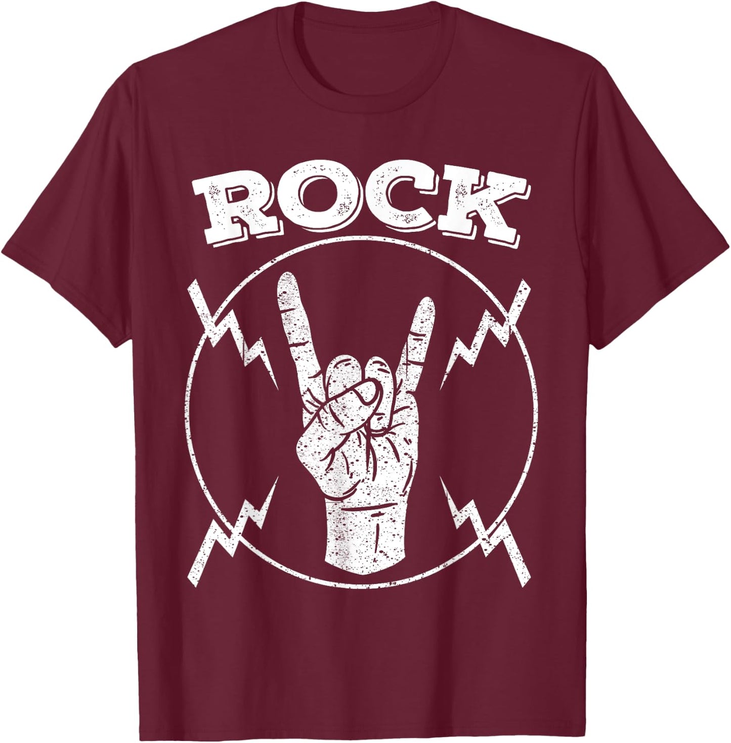 Cool Vintage Rock N Roll Hand Gift | Funny Musicians Symbol T-Shirt - T-Shirt | Maroon