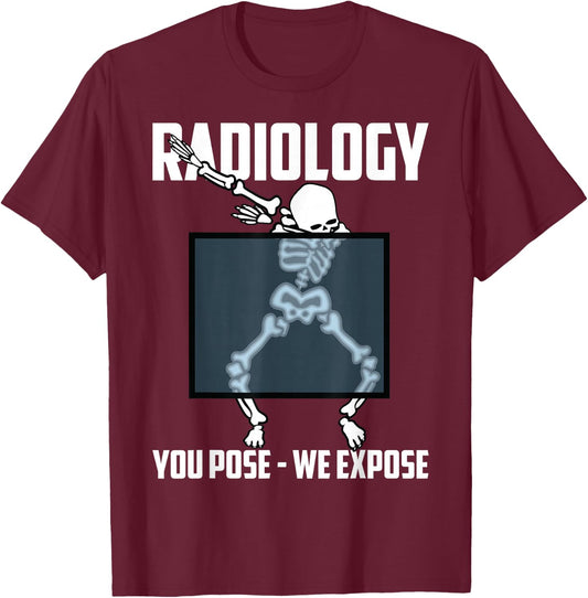Funny Dabbing Skeleton Rad Tech X-ray Radiology Men Women T-Shirt - T-Shirt | Maroon