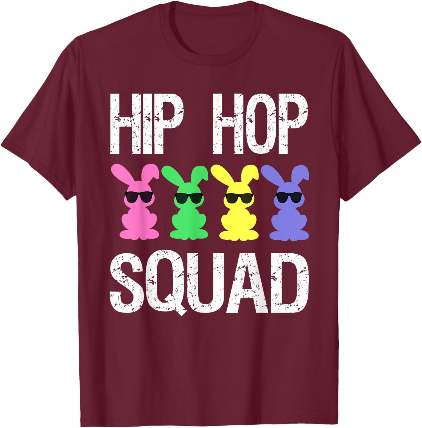 Hip Hop Squad Funny Easter Bunny Boys Girls Kids T-Shirt - T-Shirt | Maroon