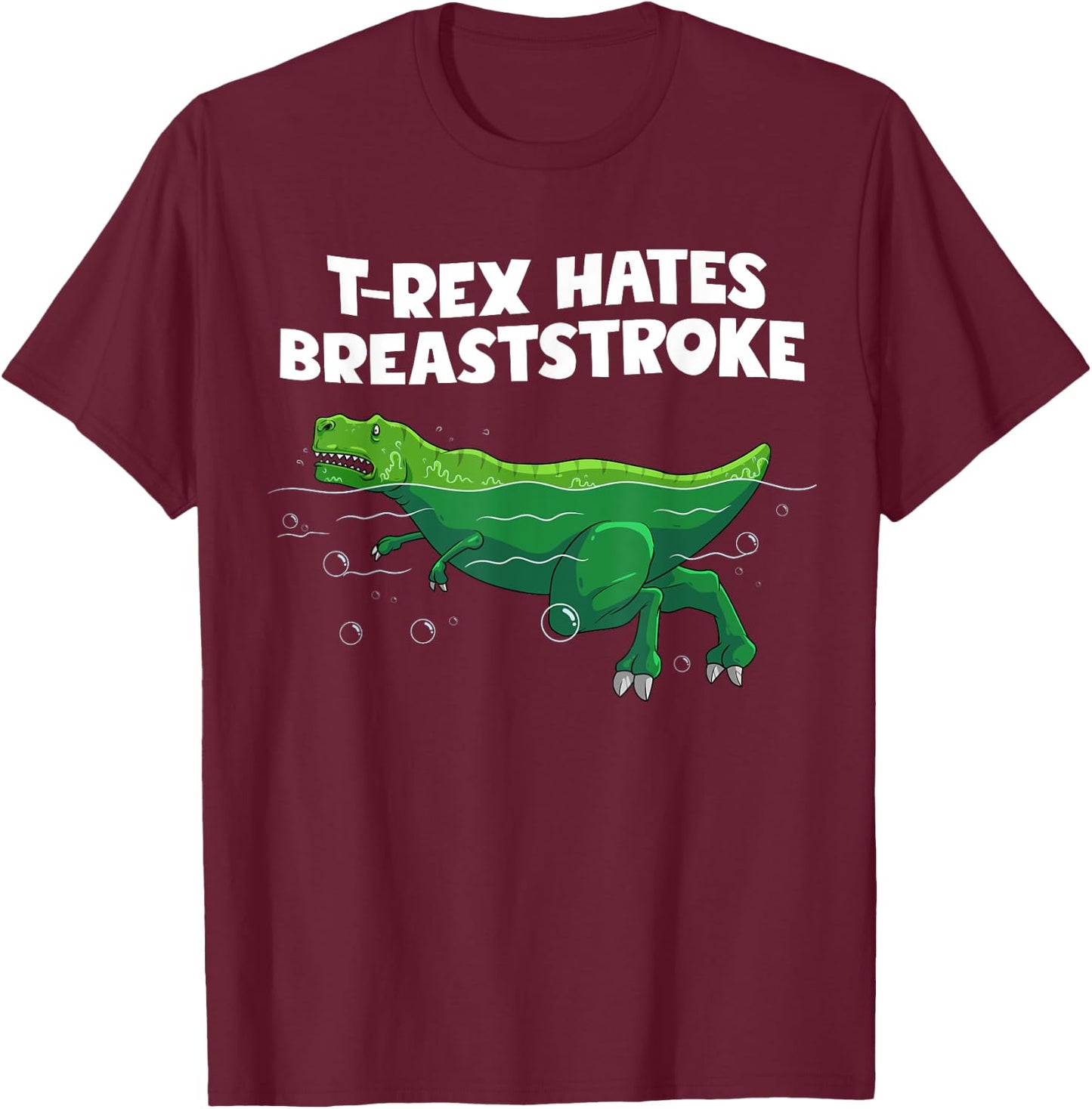 Funny T-Rex Gift Men Women Cool Dino Swimming Breaststroke T-Shirt - T-Shirt | Maroon