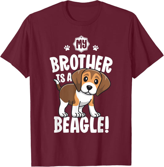 My Brother Is A Beagle Shirts For Kids Girls Dog Adoption T-Shirt - T-Shirt | Maroon