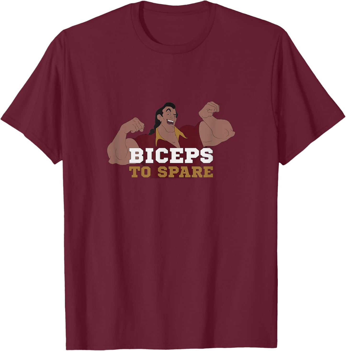 Disney Beauty & The Beast Gaston Flexing Biceps To Spare T-Shirt - T-Shirt | Maroon