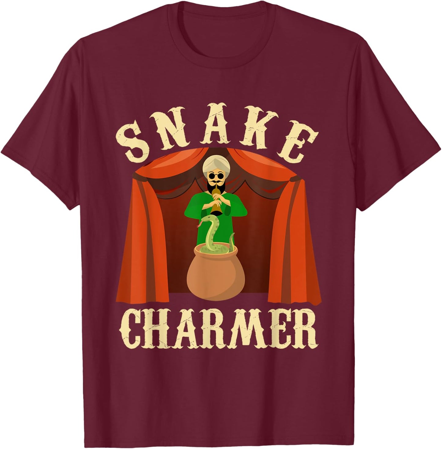 Snake Charmer Shirt - Circus Shirts - Snake Charmer Costume T-Shirt - T-Shirt | Maroon