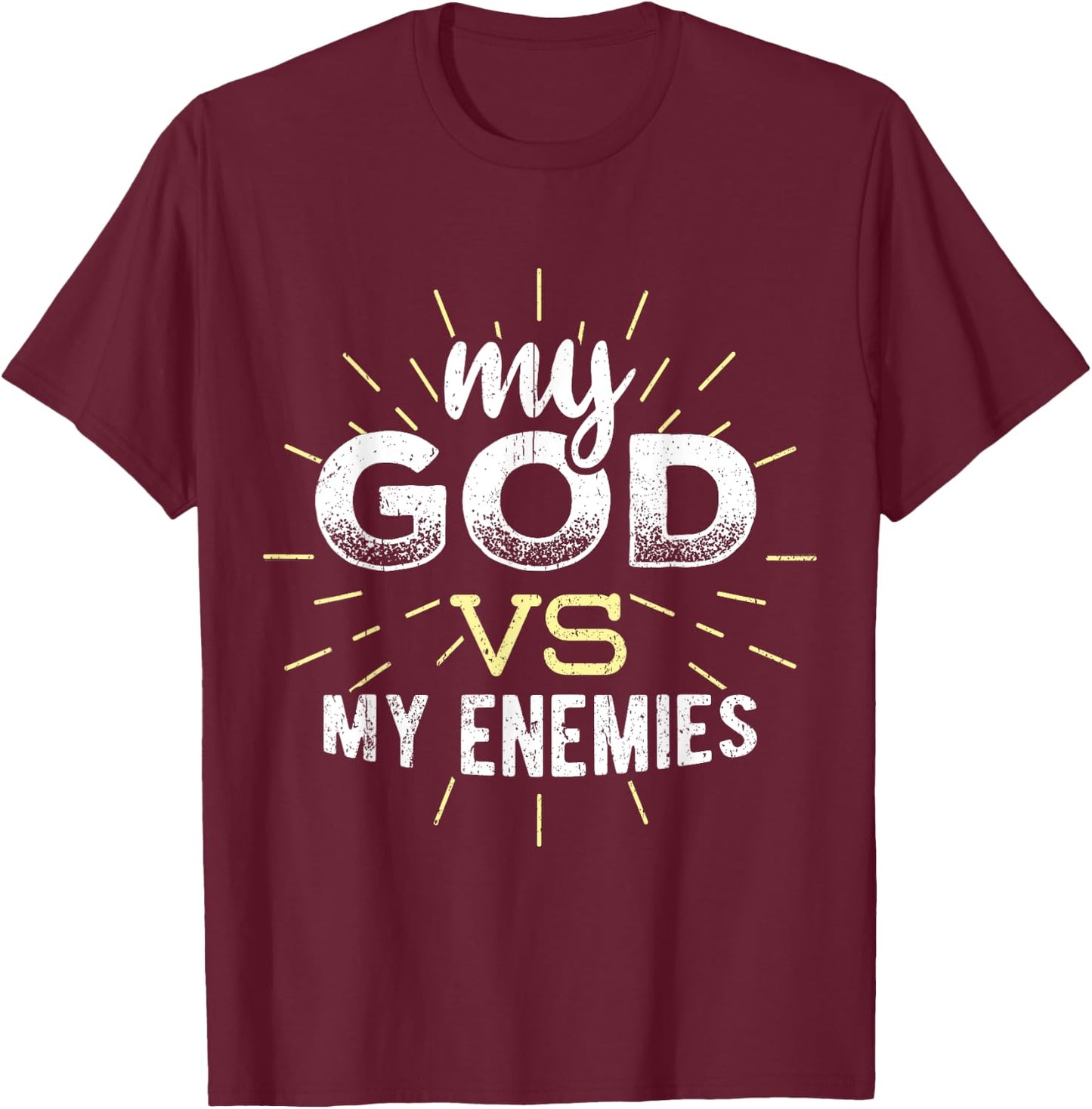 My God vs my enemies - christian jesus faith T-Shirt - T-Shirt | Maroon