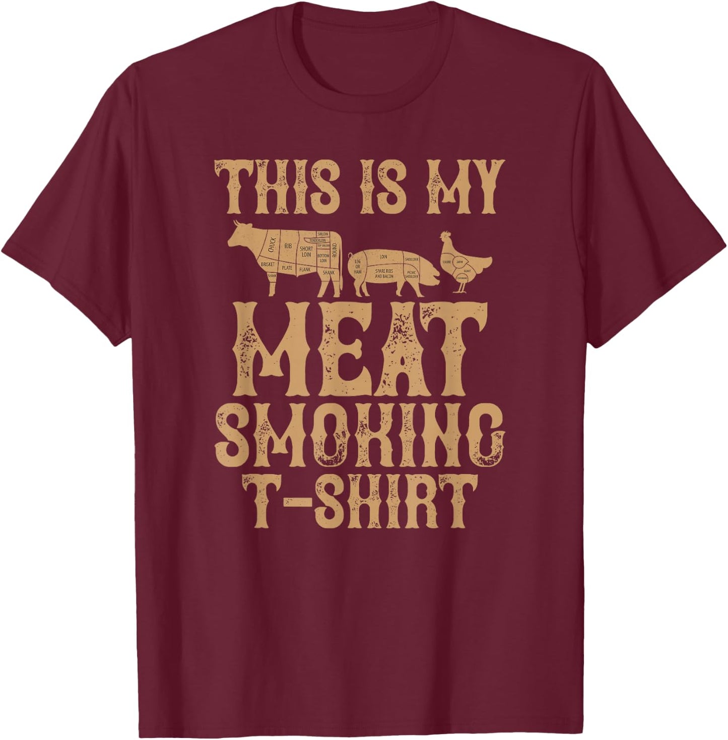 This Is My Meat Smoking BBQ Vintage T-Shirt - T-Shirt | Maroon