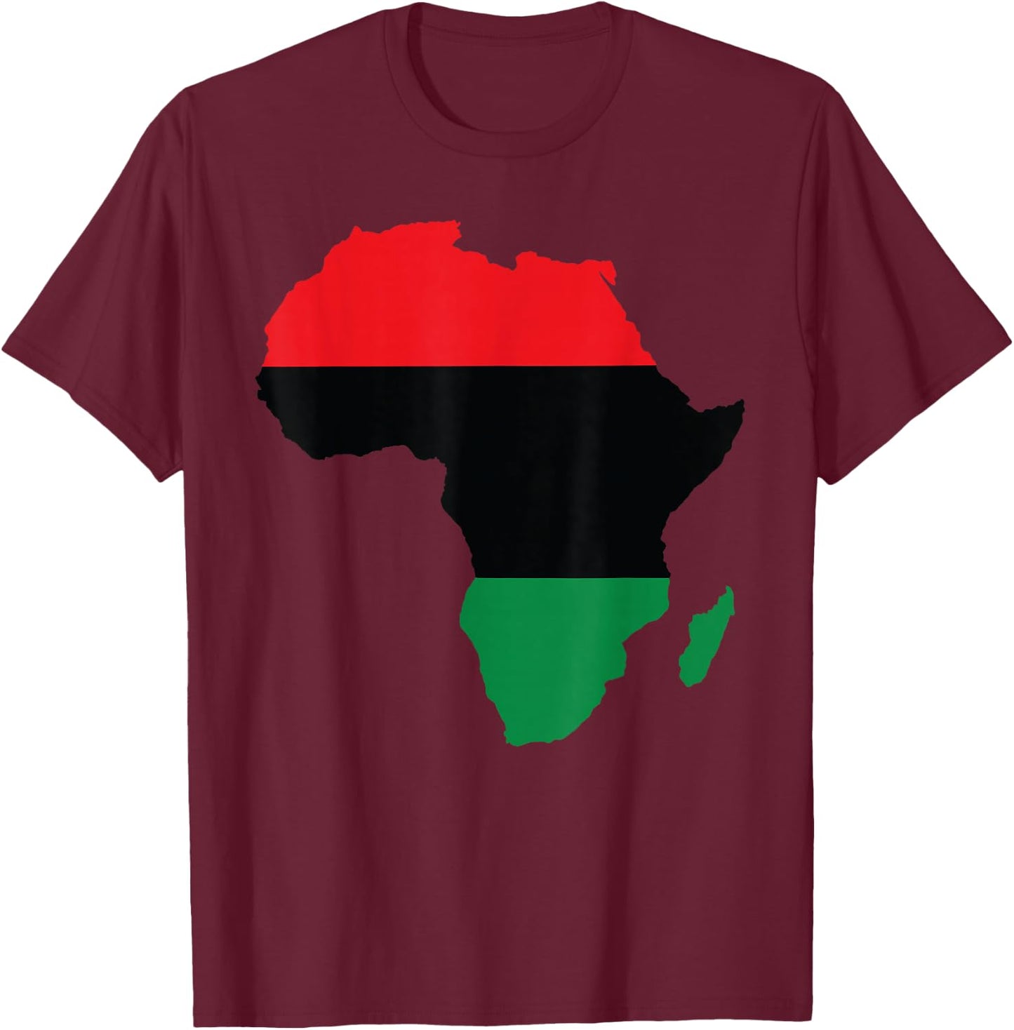 Pan African UNIA Flag Map Continent Black History Month Gift T-Shirt - T-Shirt | Maroon