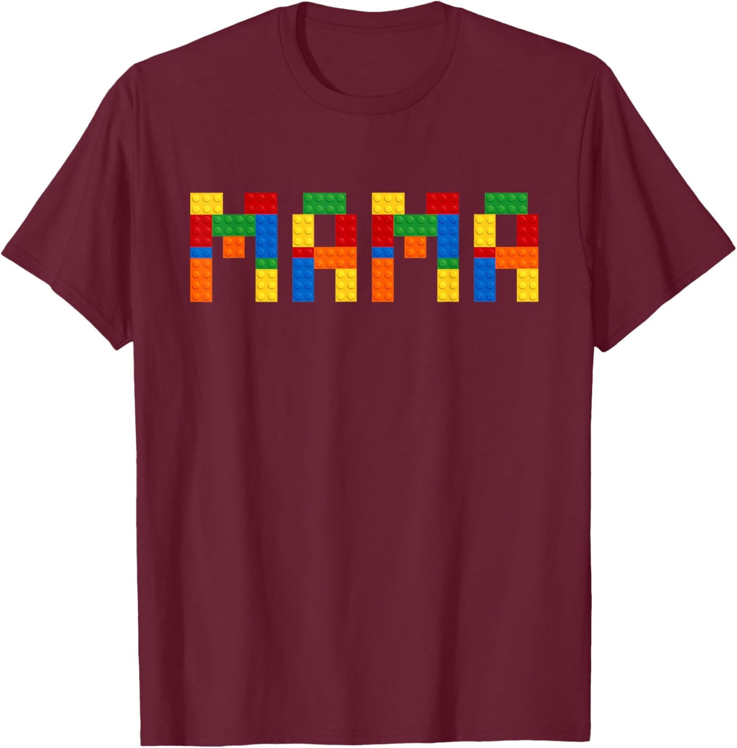 Mama Building Blocks Mom Of The Birthday Boy Bricks T-Shirt - T-Shirt | Maroon