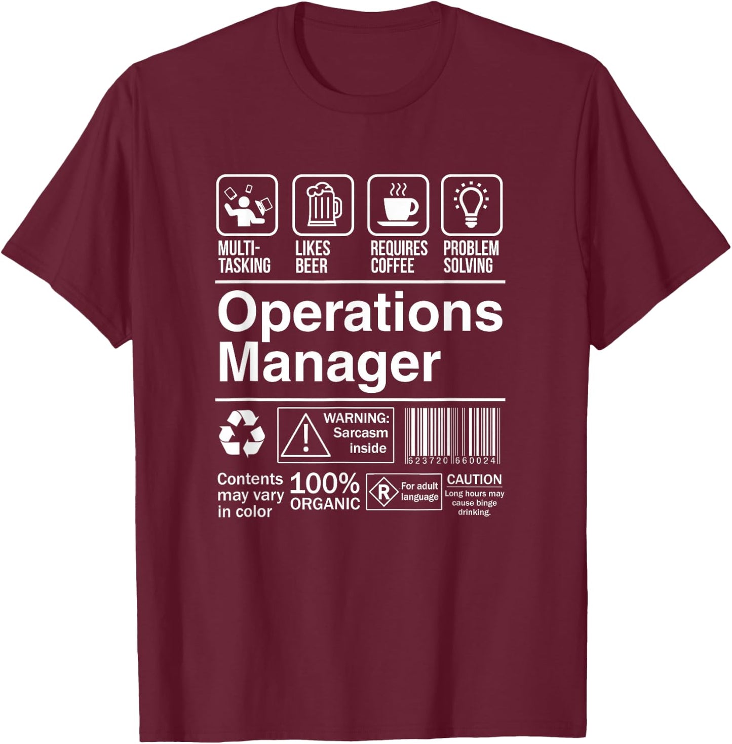 Operations Manager Product Label Funny Gift T-Shirt - T-Shirt | Maroon