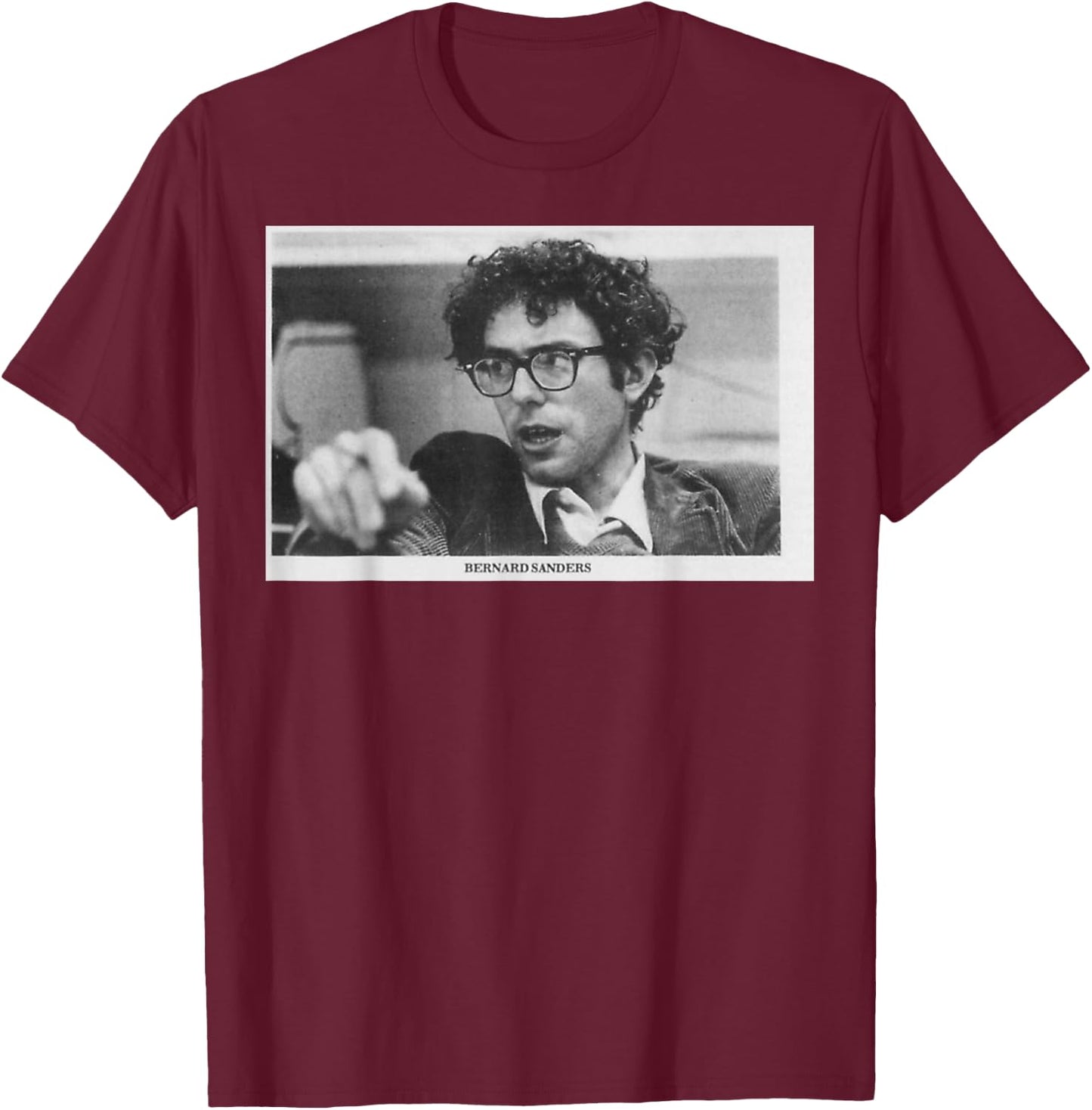 President Bernie Sanders Young in University T-Shirt - T-Shirt | Maroon