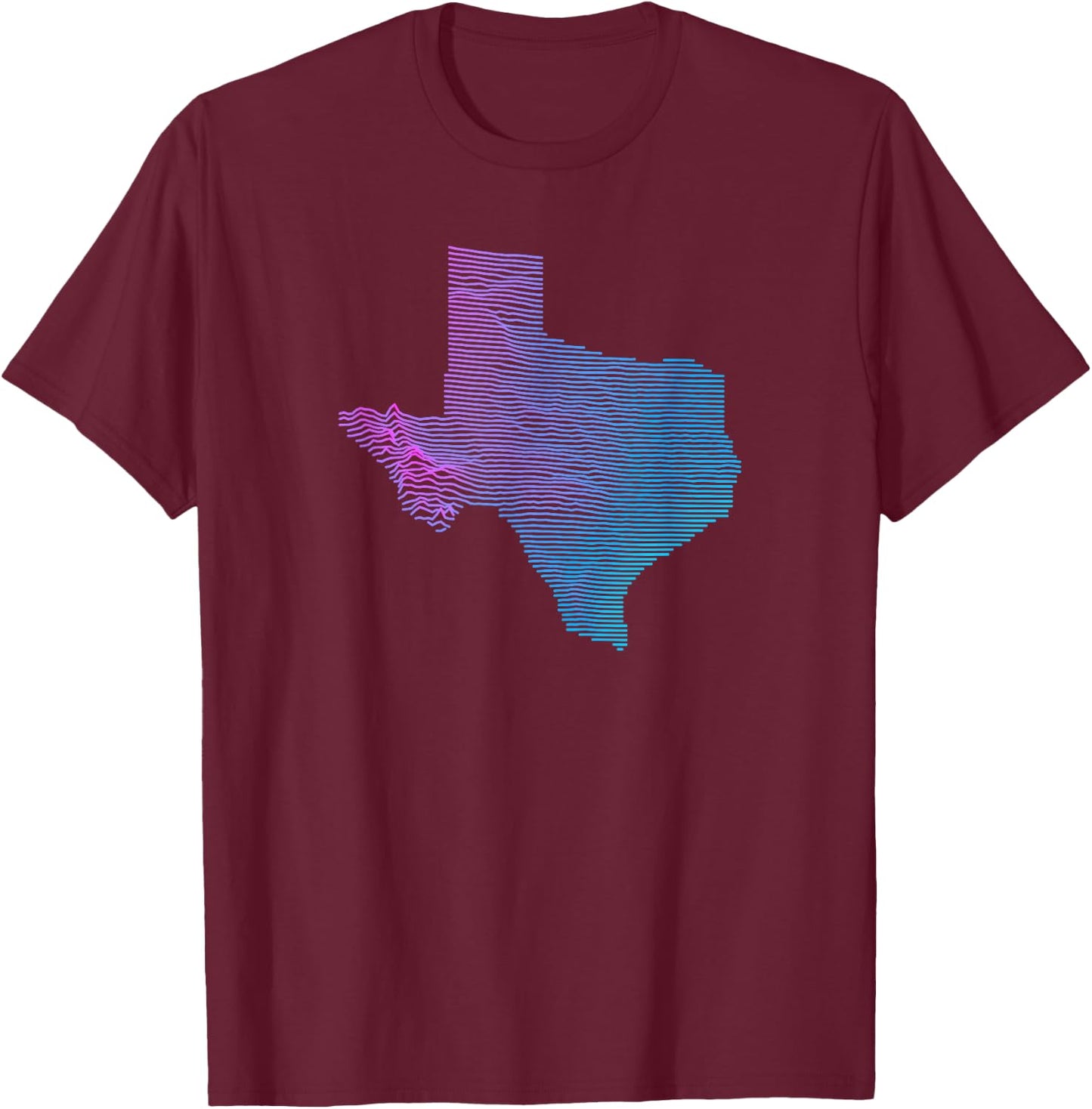 Texas Division - Elevation Map of Texas Topography T-Shirt - T-Shirt | Maroon
