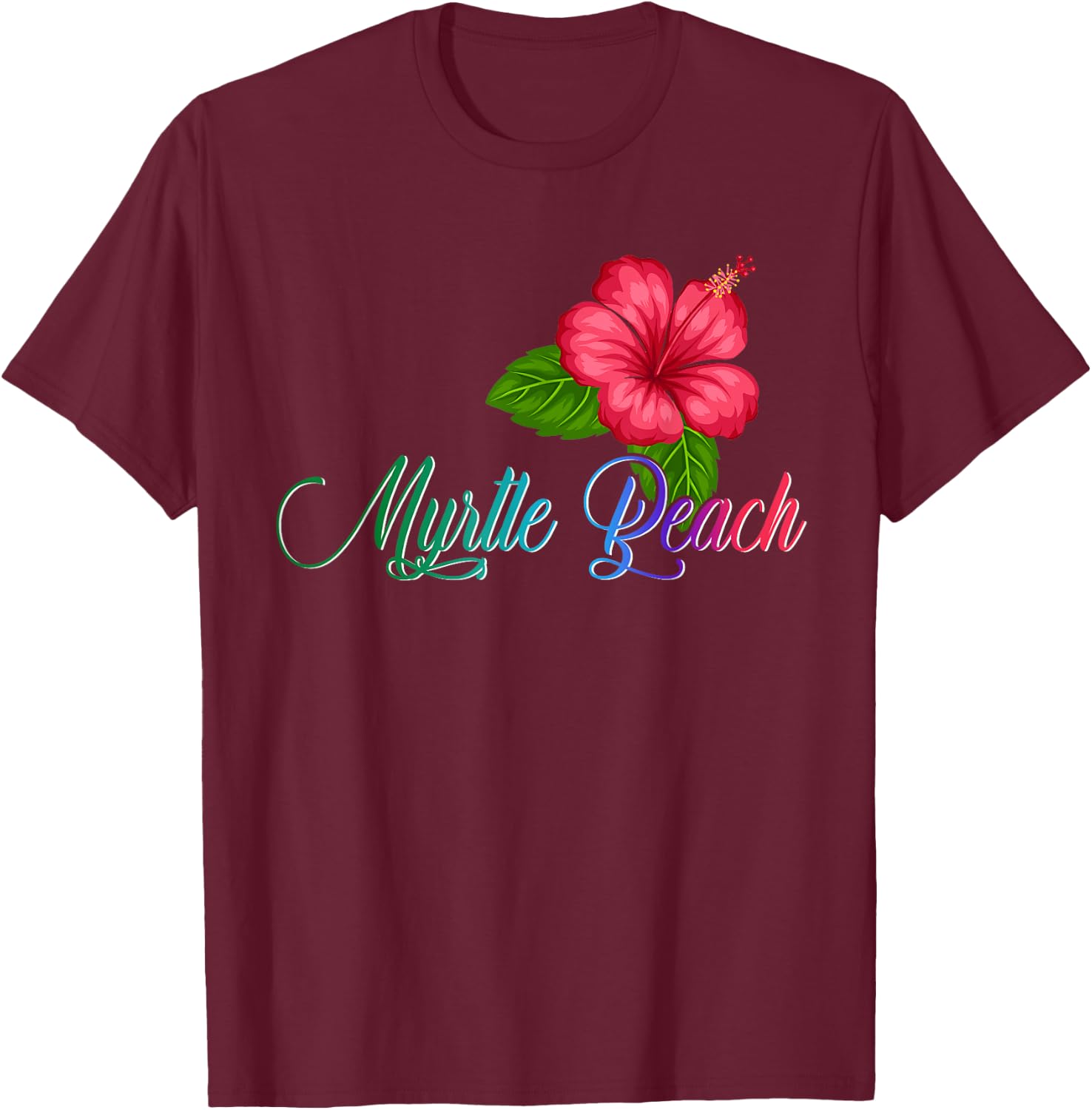 Myrtle Beach Carolina Hibiscus Flower Women Kids T-Shirt - T-Shirt | Maroon