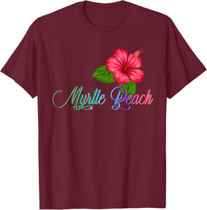Myrtle Beach Carolina Hibiscus Flower Women Kids T-Shirt - T-Shirt | Maroon