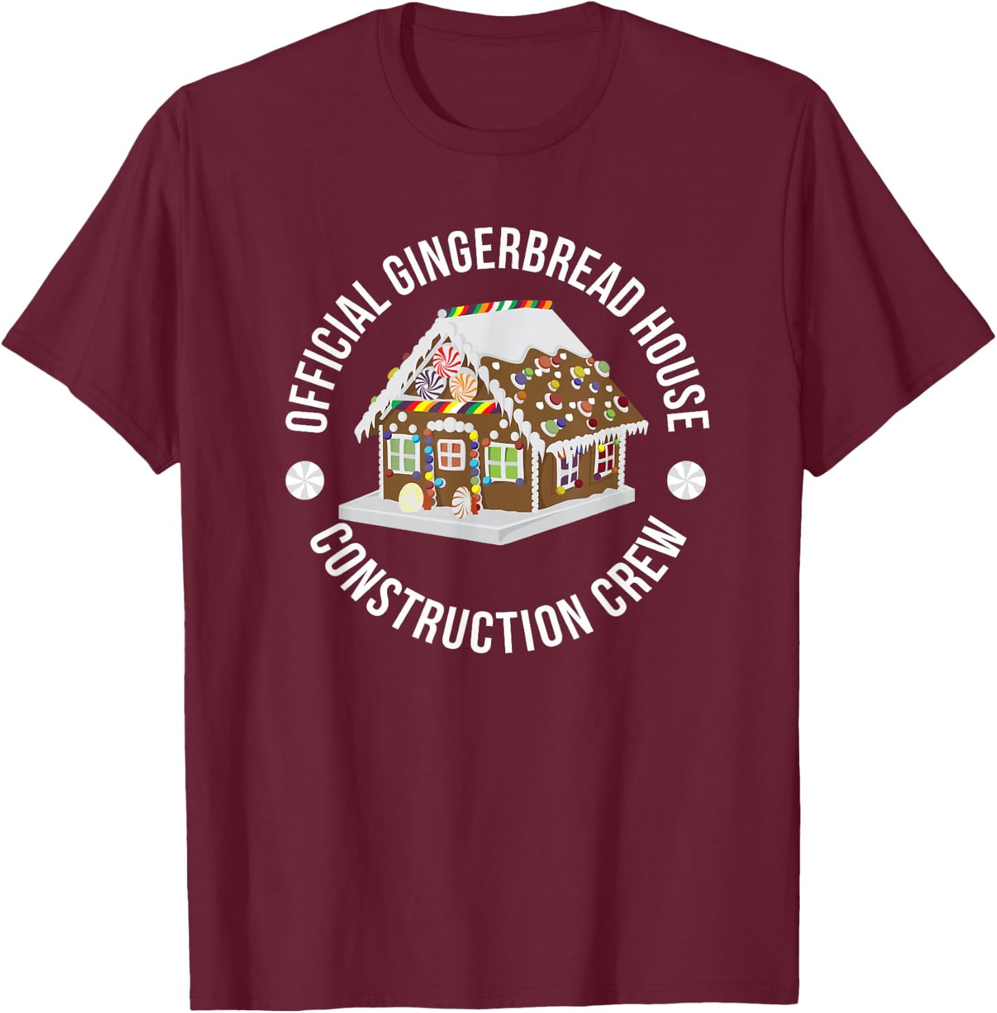 Funny Official Gingerbread House Construction Crew Christmas T-Shirt - T-Shirt | Maroon