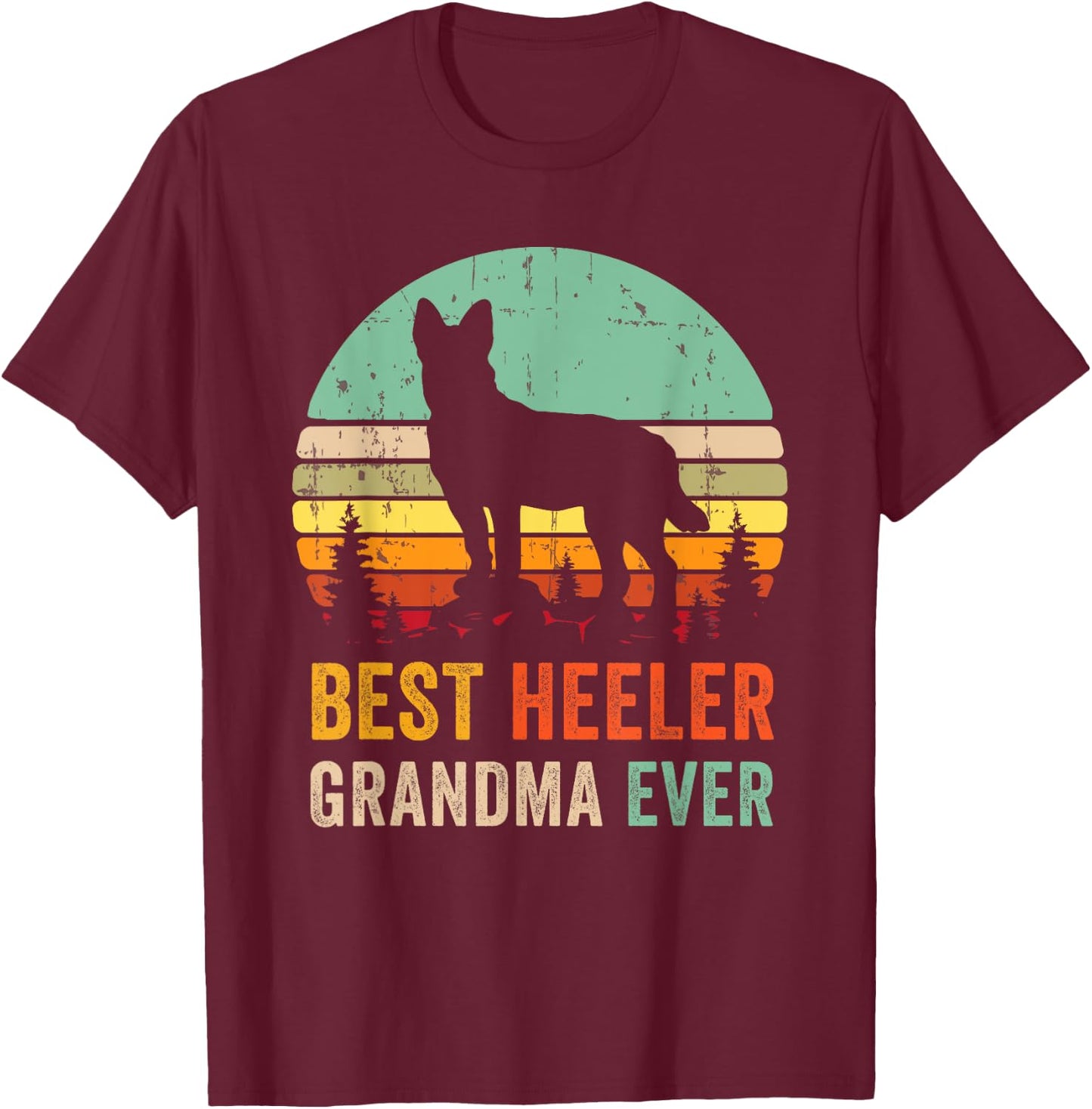 Best Grandma Ever Gift Red Blue Heeler Australian Cattle Dog Women T-Shirt - T-Shirt | Maroon