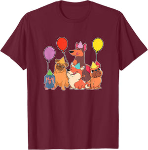 Kids Birthday Party Cute Pet Animals Dog Owner Dogs T-Shirt - T-Shirt | Maroon