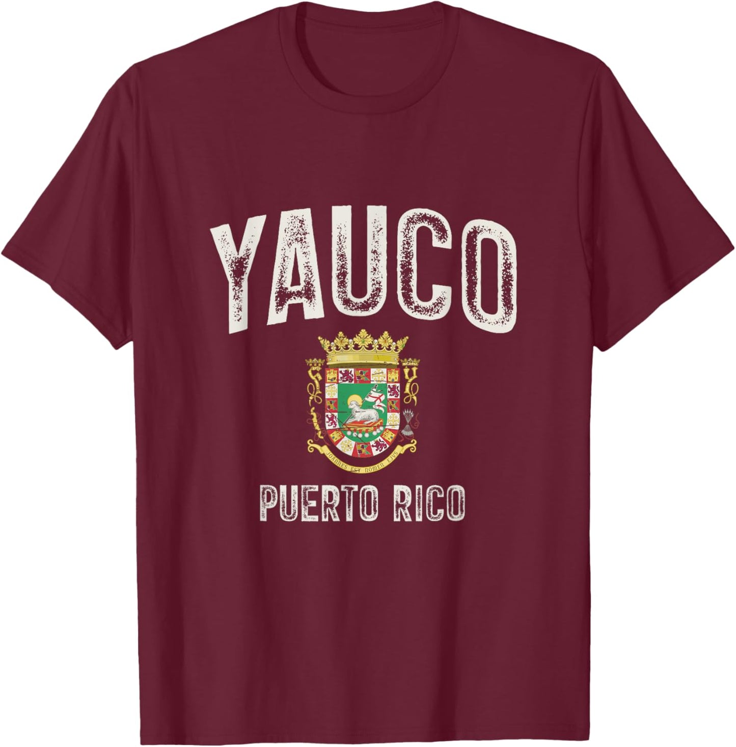 Yauco City in Puerto Rico, Puerto Rico Armorial T-Shirt - T-Shirt | Maroon