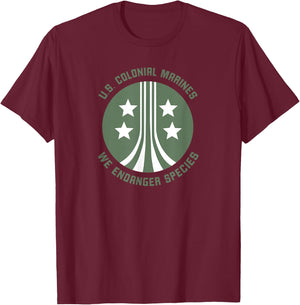 Aliens U.S. Colonial Marines We Endanger Species T-Shirt - T-Shirt | Maroon
