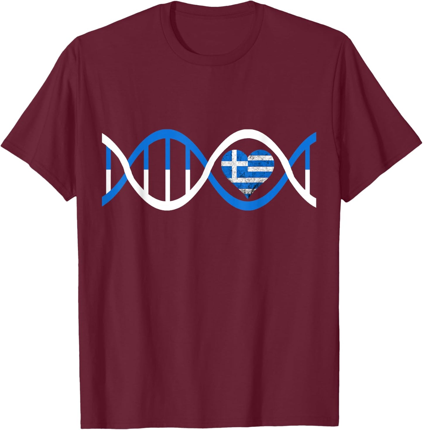 Greece Heart Greek DNA Strand Greek Genetics T-Shirt - T-Shirt | Maroon