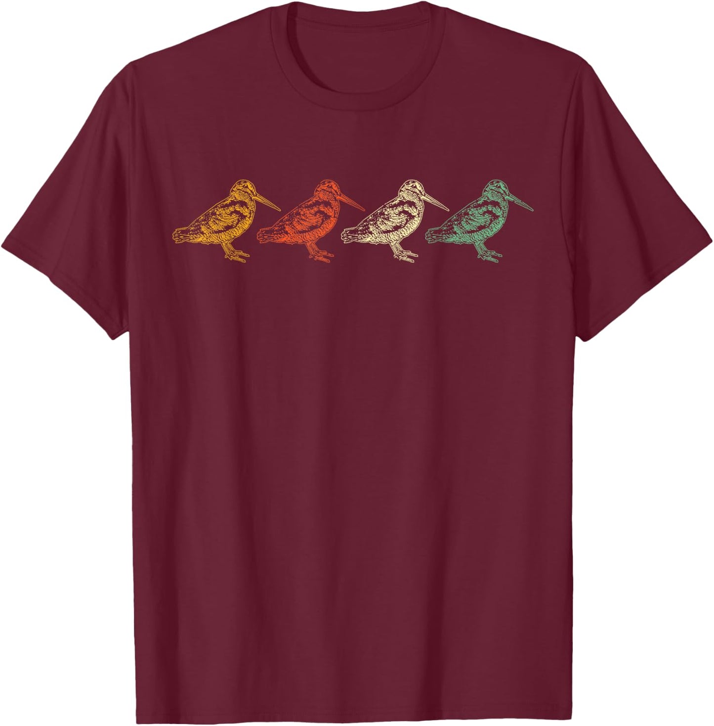 American Woodcock Bird Retro Vintage Unique Birding Gift T-Shirt - T-Shirt | Maroon