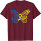 Down Syndrome Awareness Month Butterfly Word Cloud T-Shirt - T-Shirt | Maroon