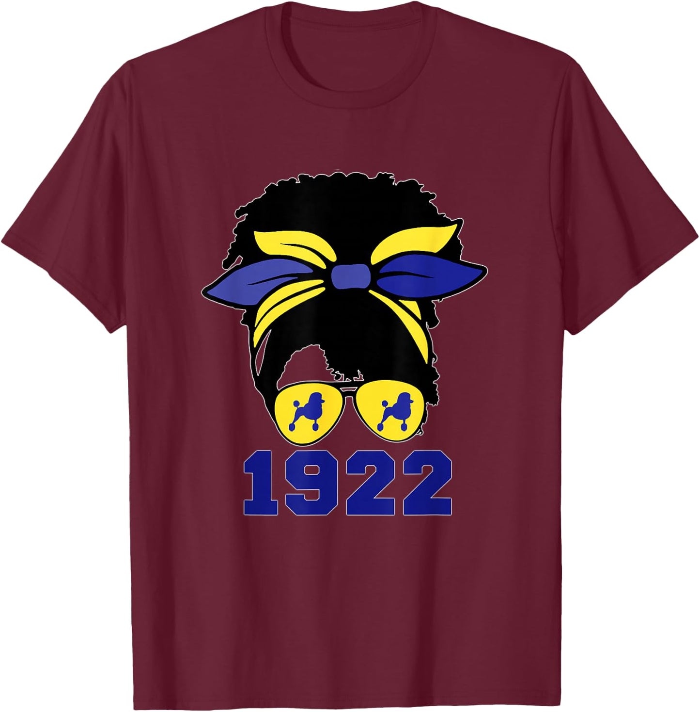Black Women Afro Hair Rho Sigma 1922 Poodle Dog Lover T-Shirt - T-Shirt | Maroon