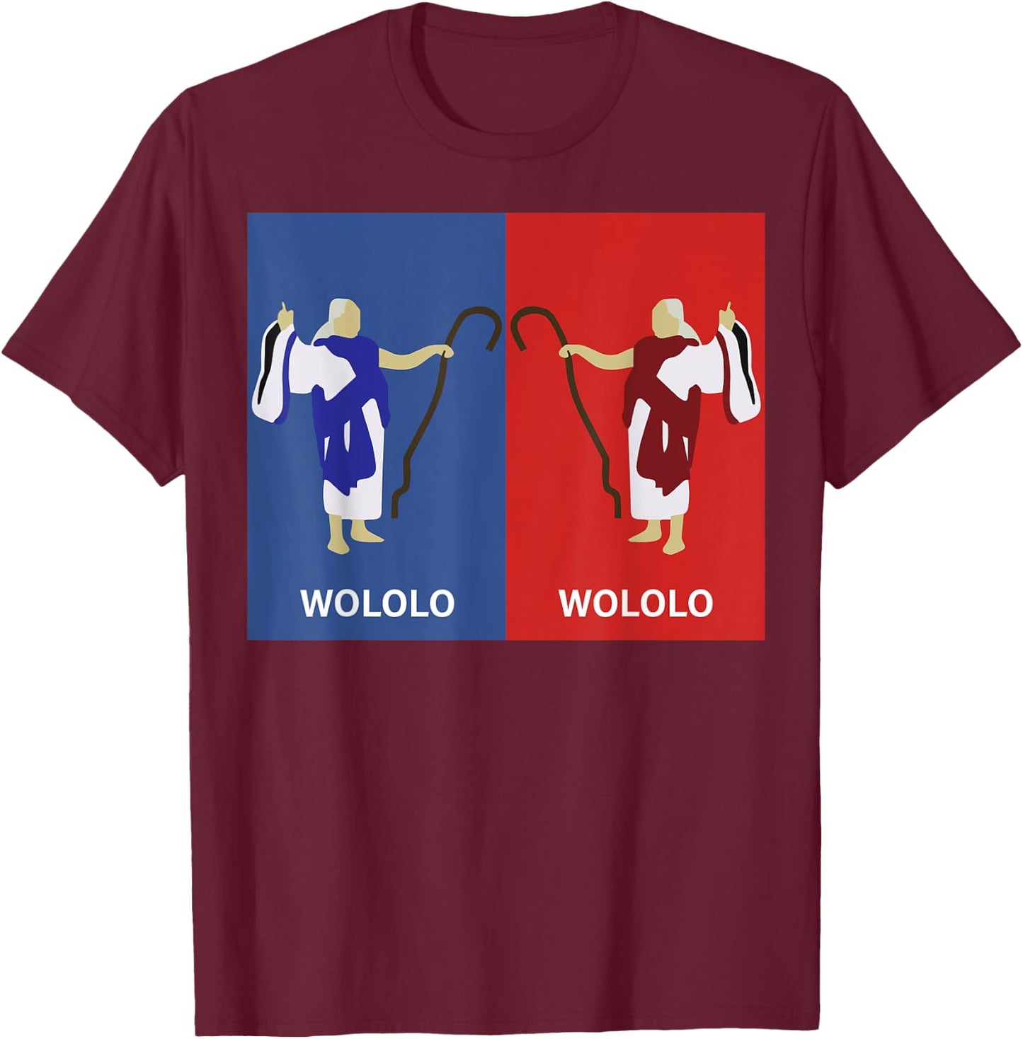 Retro Wololo Blue And Red T-Shirt - T-Shirt | Maroon