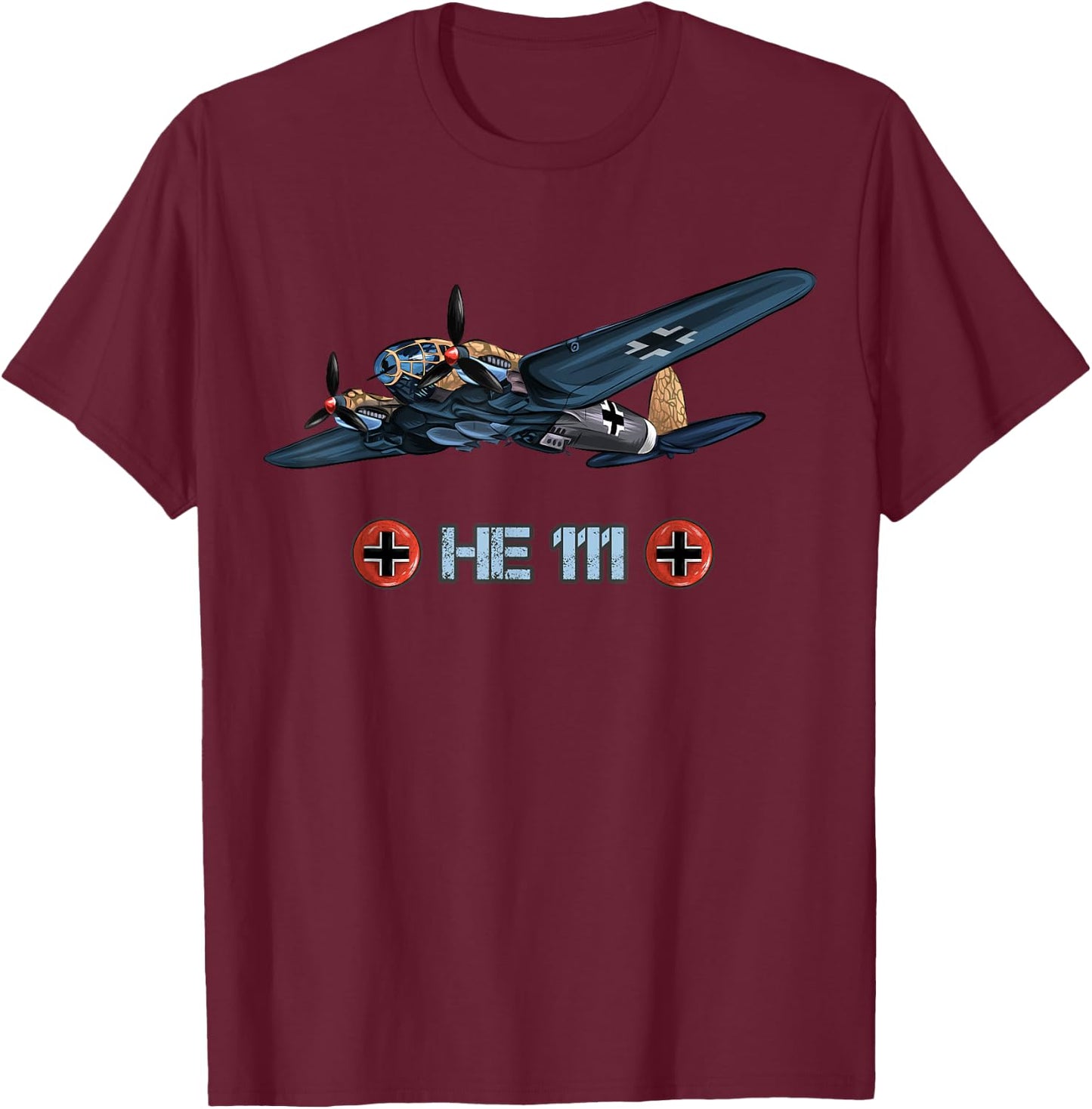 World War 2 German Bomber Heinkel HE 111 memorabilia T-Shirt - T-Shirt | Maroon