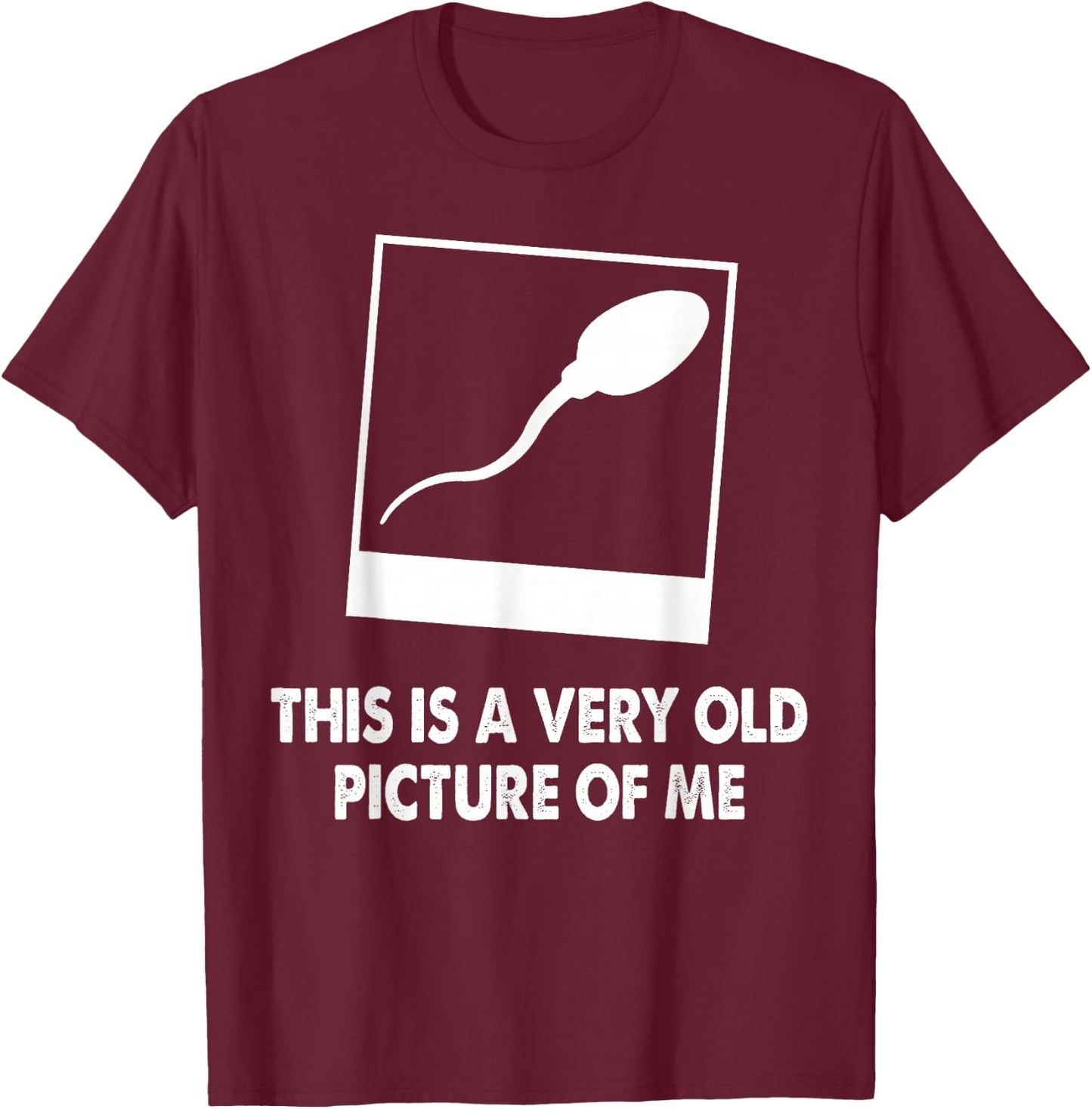 This Is A Very Old Picture Of Me Funny Sperm Novelty Gift T-Shirt - T-Shirt | Maroon