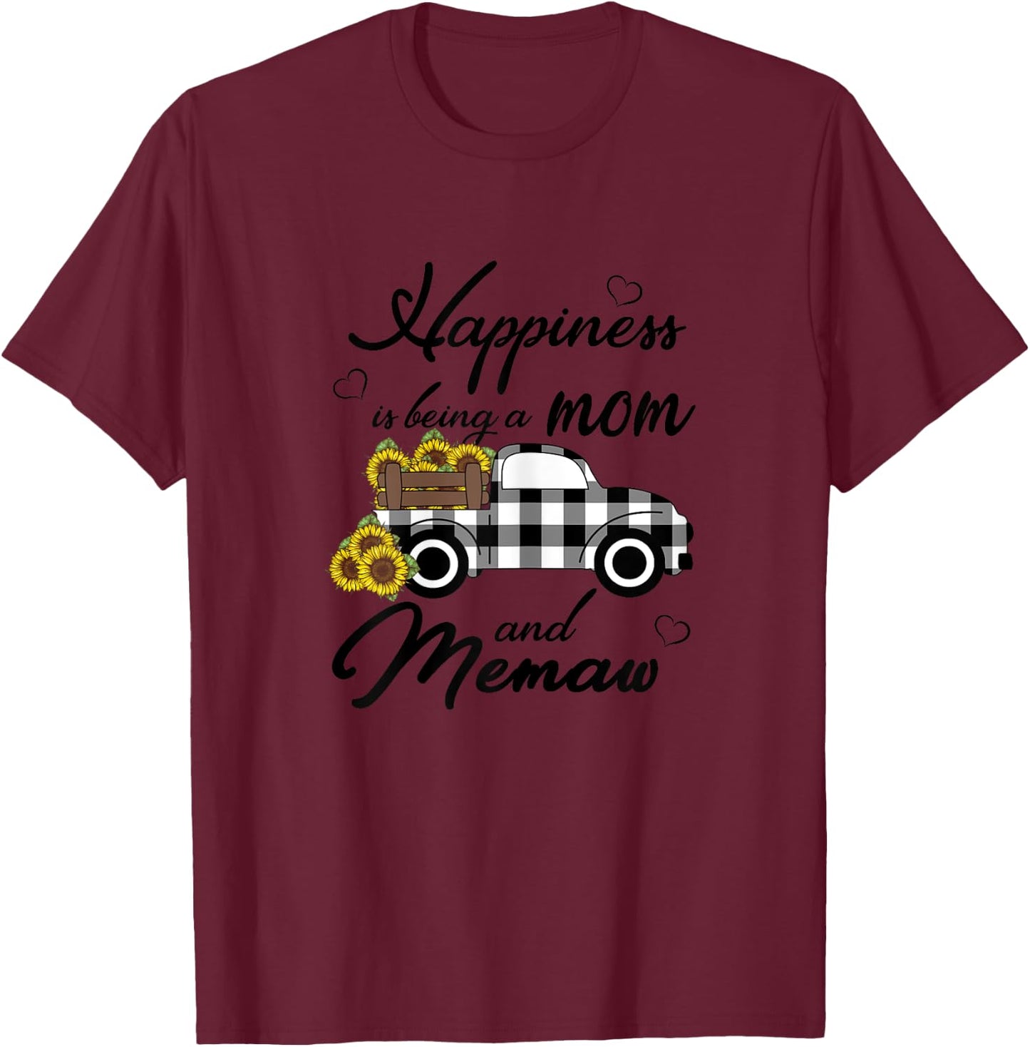 Sunflower Grandma Shirt Happiness is being a Mom and Memaw T-Shirt - T-Shirt | Maroon