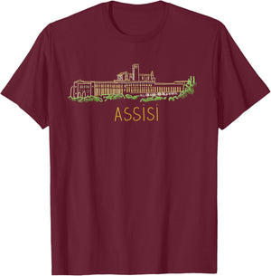 Assisi Italy art gift Men Women T-Shirt - T-Shirt | Maroon