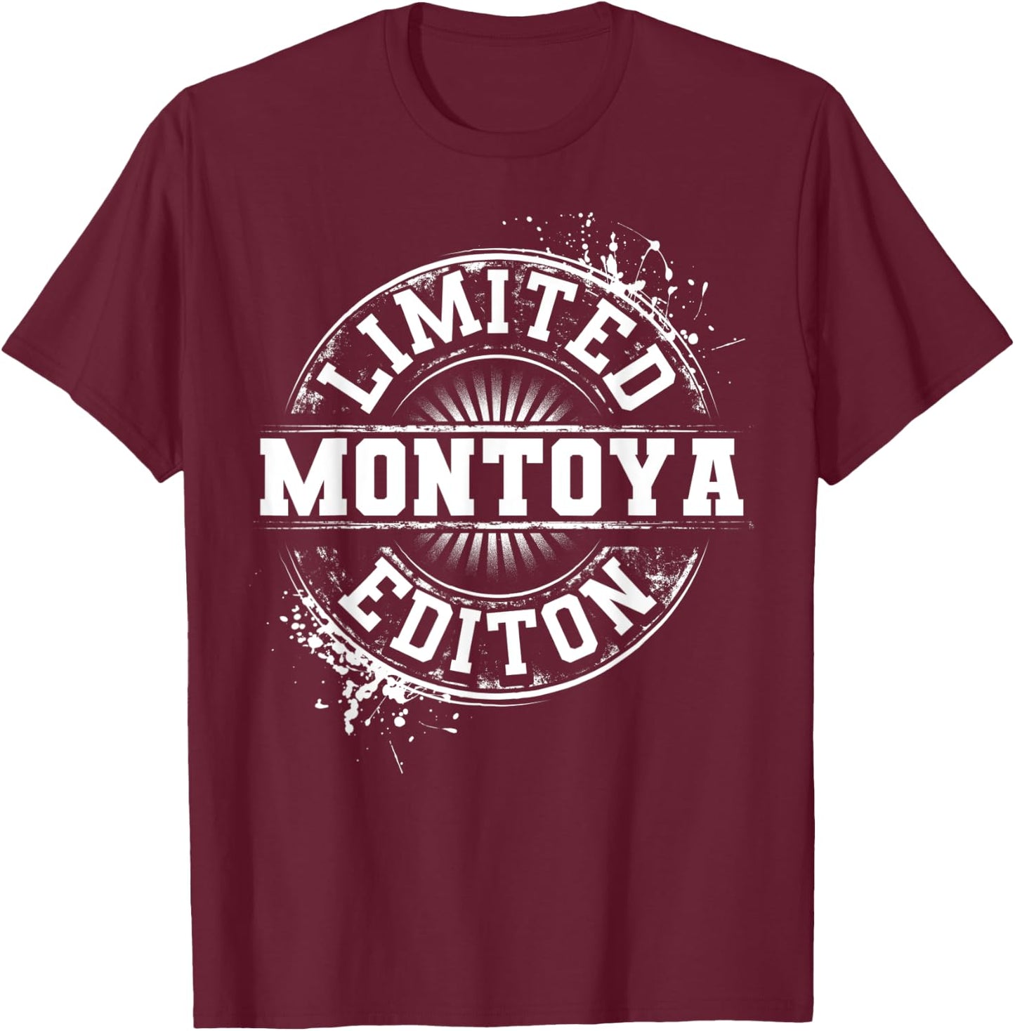 MONTOYA Funny Surname Family Tree Birthday Reunion Gift T-Shirt - T-Shirt | Maroon