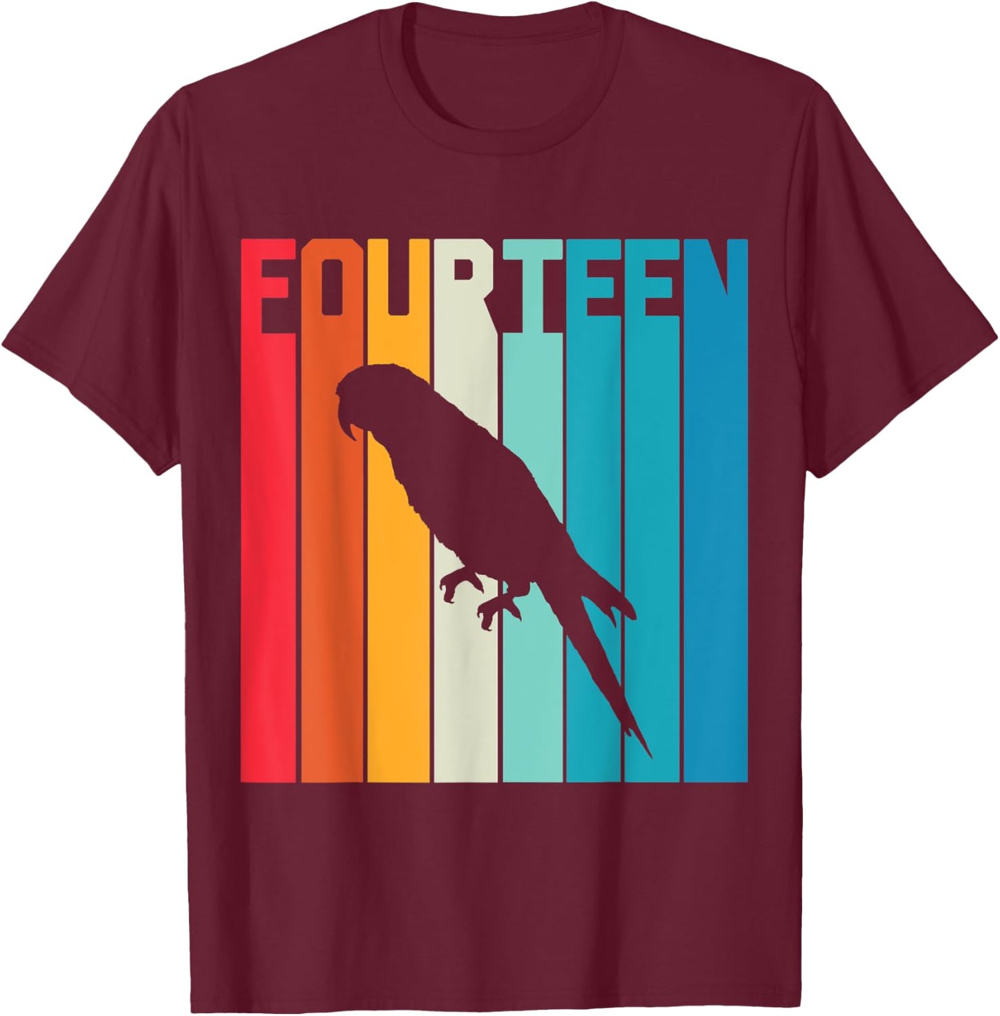 14 Year Old Budgie Parakeet Lover Birthday Cute 14th B-Day T-Shirt - T-Shirt | Maroon