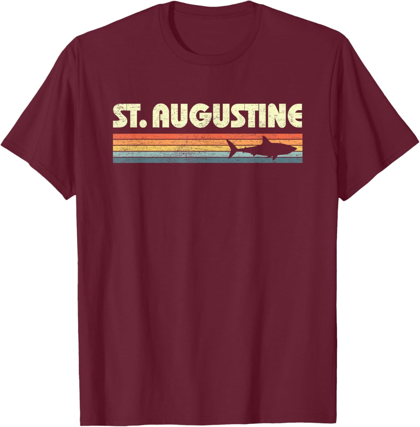 St. Augustine Florida Vintage Shark Souvenir T-Shirt - T-Shirt | Maroon