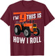 Funny Tractor 9th Birthday Gift | Cute 9 Years Old Boy Girl T-Shirt - T-Shirt | Maroon